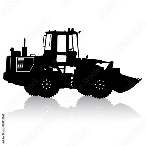 Silhouette of a heavy loaders with  ladle. Vector illustration