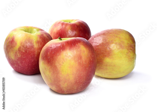 Organic apples, isolated on white background.