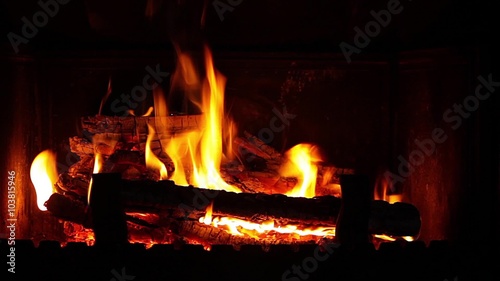 flame in the fireplace