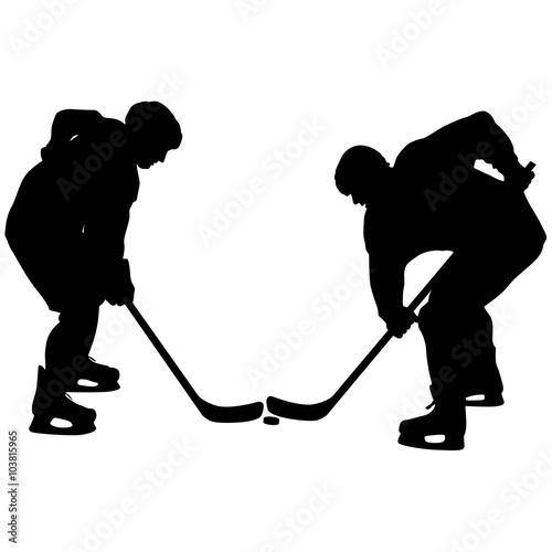 silhouette of hockey player. Isolated on white. Vector  illustra