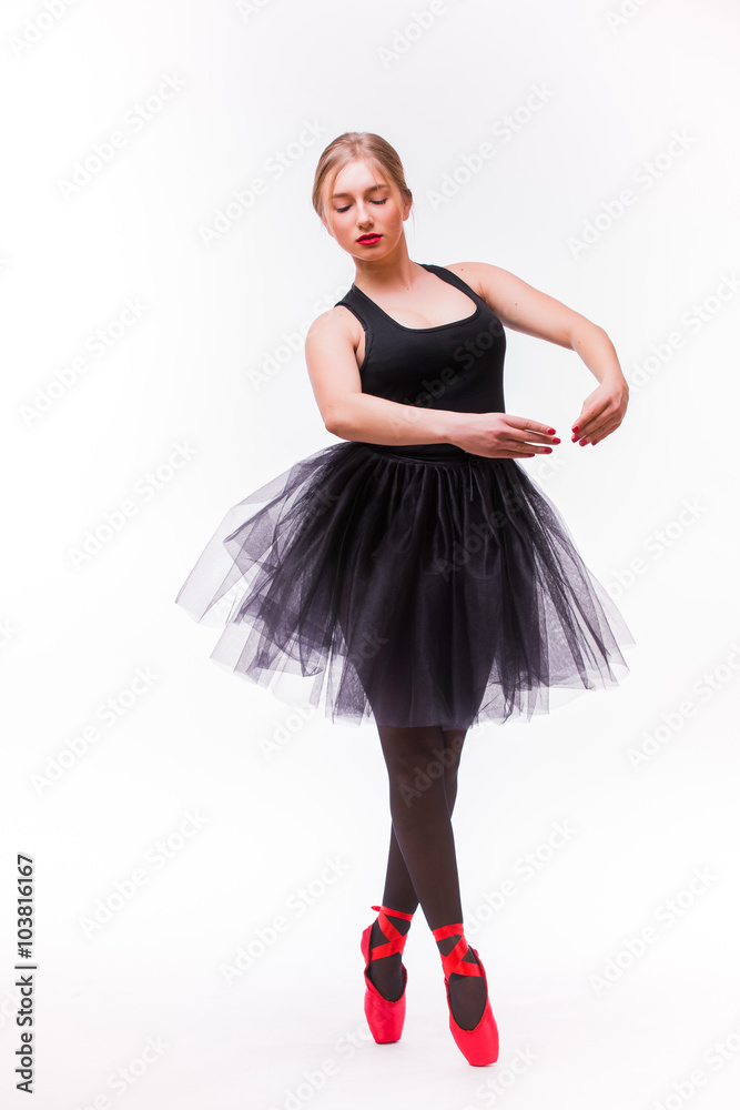 Female ballerina posing in white tutu and ballet shoes on white background. Siries of photo. Ballerina concept. Female ballerina posing in white tutu and ballet shoes on white background. Siries of photo. Ballerina concept.