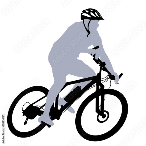 Silhouette of a cyclist male.  vector illustration