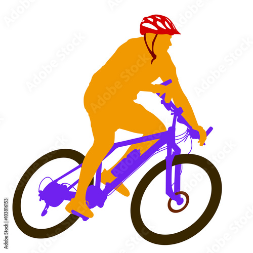 Silhouette of a cyclist male.  vector illustration