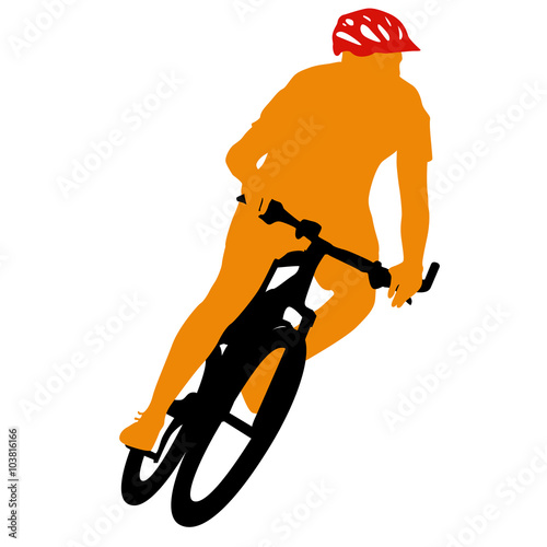 Silhouette of a cyclist male.  vector illustration