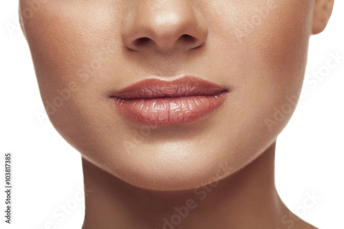 Lips of woman with natural make up