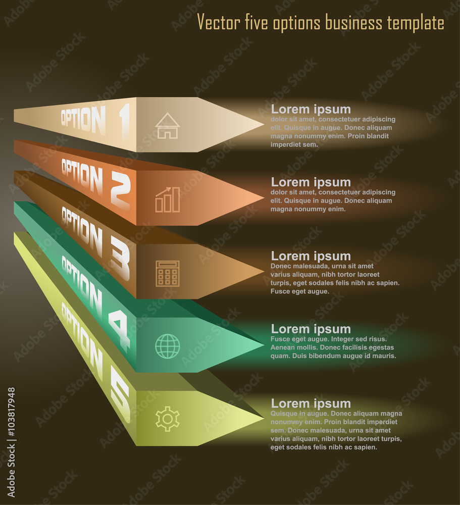 Vector five options spatial business template Stock Vector | Adobe Stock