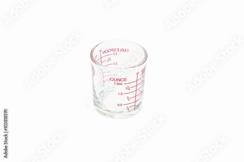 ounce (Selected focus) measuring glass (isolated and have clippi photo