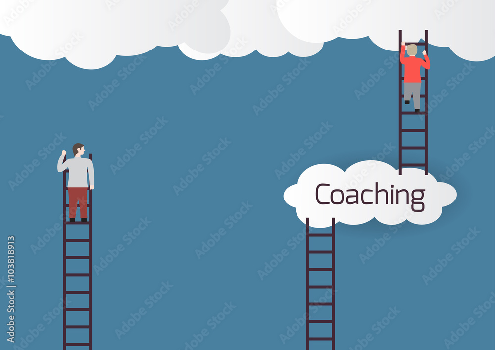 Metaphor about coaching.Vector illustration. - obrazy, fototapety, plakaty 