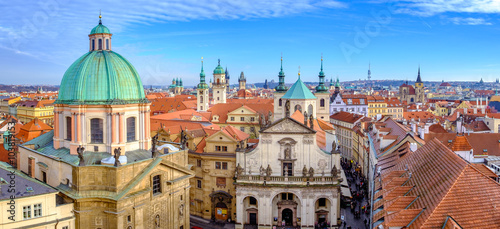Photography Panoramic citiscape of Prague viewed from Charles Bridge