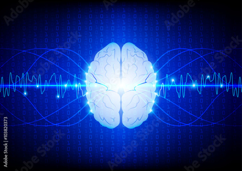Abstract digital brain technology concept. illustration vector d