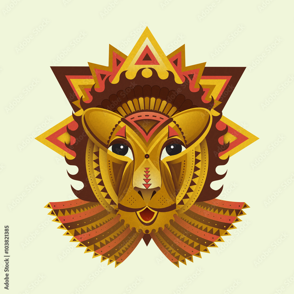 Geometric face of lion builded from circles, triangles and other shapes. Flat geometric lion. Creative lion animals. Polygonal lion, african animals Geometric face of lion builded from circles, triangles and other shapes. Flat geometric lion. Creative lion animals. Polygonal lion, african animals