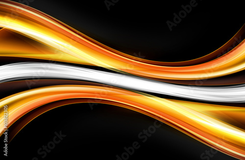 Orange White Waves Abstract Design