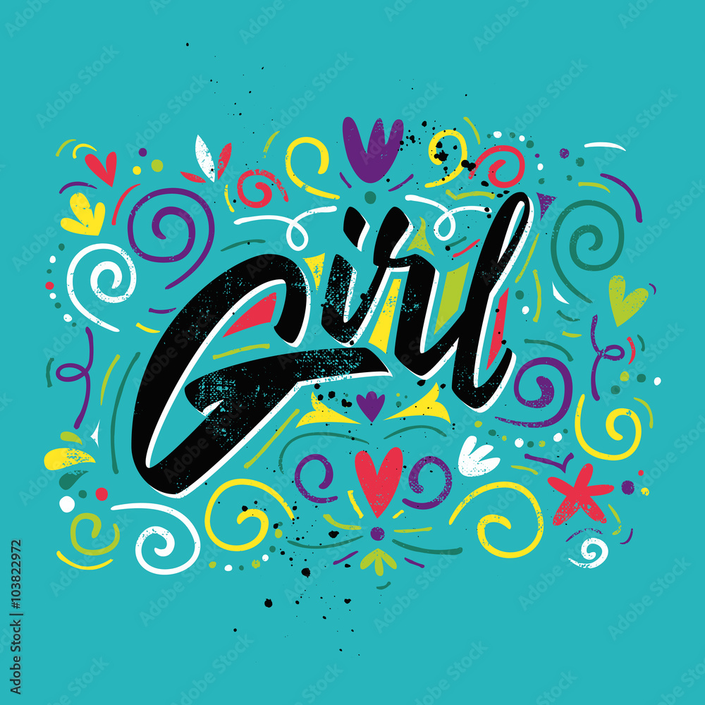 Fototapeta premium Vector illustration. Abstract composition. Hand lettering. Handmade. Abstract illustration.