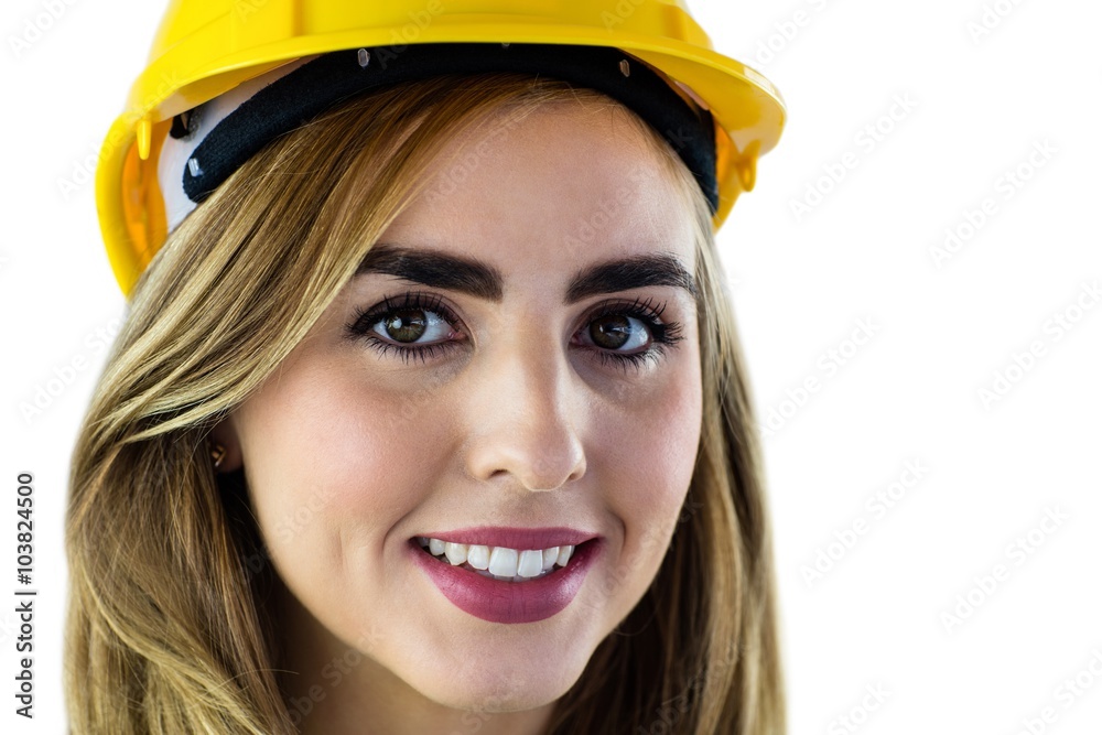 Woman with yellow helmet Woman with yellow helmet
