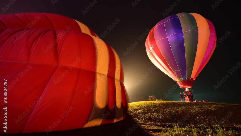 Obraz premium CHIANG RAI, THAILAND FEBRUARY 11, 2016:Singha Park International Balloon Fiesta 2016, take place between February 10th and 14th at Singha Park ,Chiang Rai province ,Thailand.