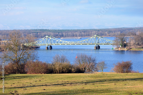 View to Glienicke Bridge, the Bridge of Spies.  Potsdam, Germany / Winter view