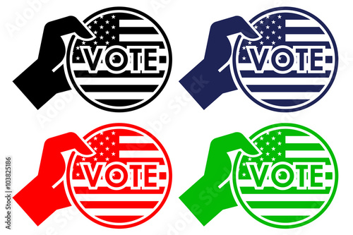 Icono plano VOTE con bandera USA varios colores #1
