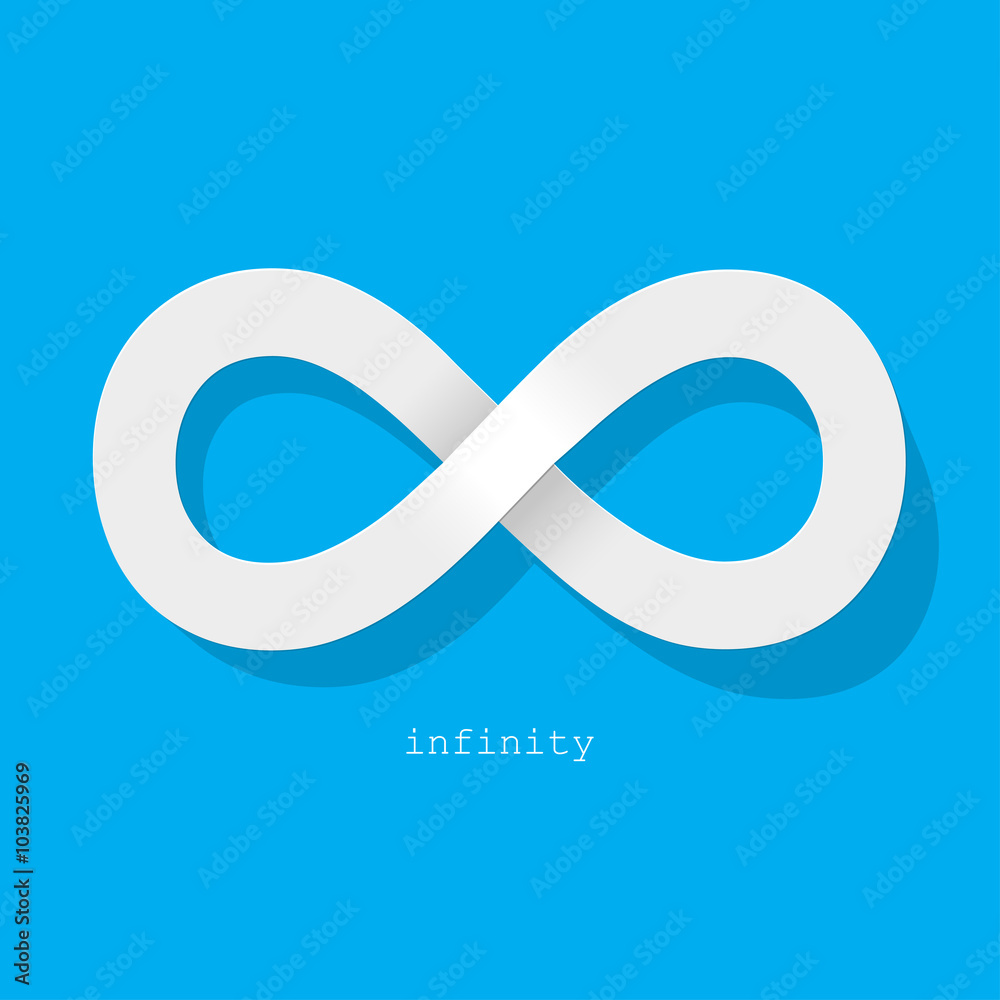 Infinity symbol white on a blue background. Infinity symbol white on a blue background.