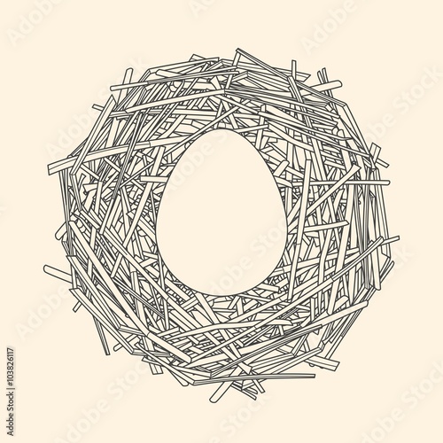 Straw nest with big egg