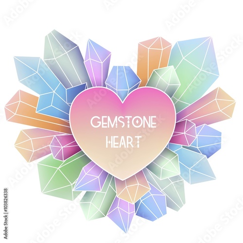 Heart frame with mineral crystal splash beside it