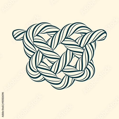 Decorative heart knot made of rope
