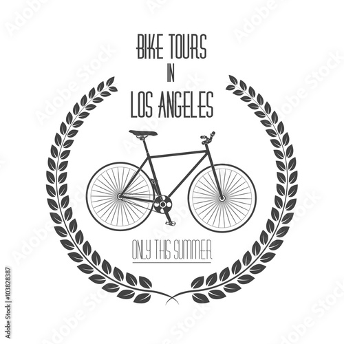 Bicycle tours label, logo. Vintage monochrome vector illustration