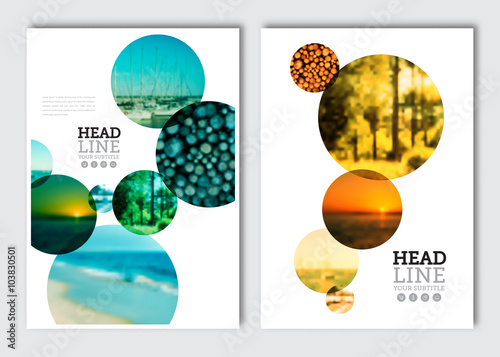 Business brochure design template. Vector flyer layout, blur background with elements for magazine, cover, poster design. A4 size.