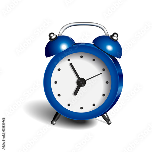 alarm clock 3d vector object pure color blue