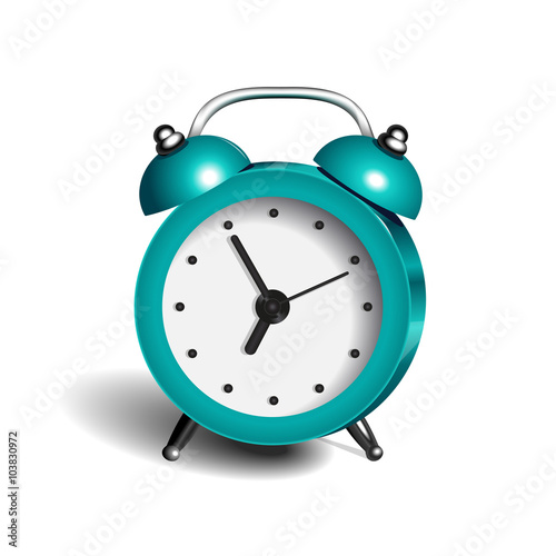 alarm clock 3d vector object pure color light blue