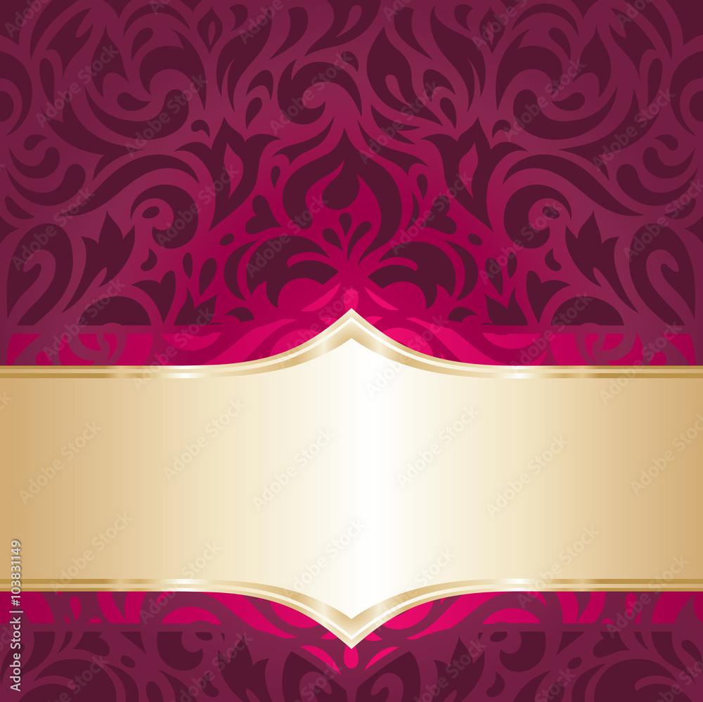 floral red and gold  luxury vintage decorative invitation wallpaper background design