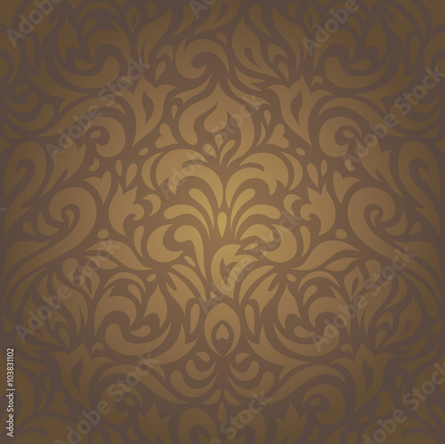 Floral brown vintage retro ornamental wallpaper background design