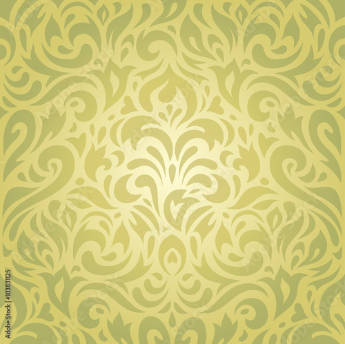 Floral green vintage decorative holiday retro wallpaper vector background design