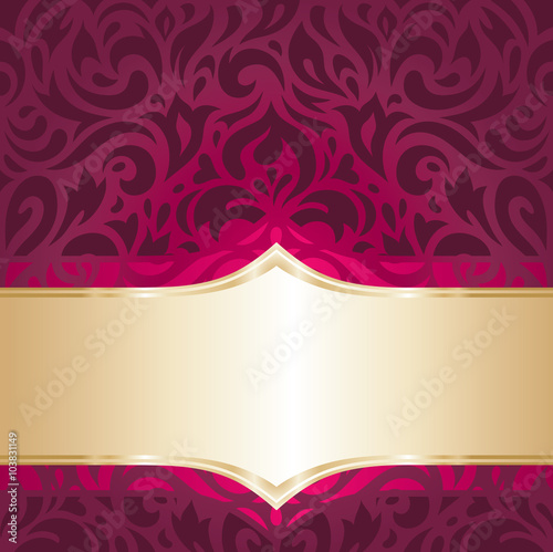 floral red and gold luxury vintage decorative invitation wallpaper background design
