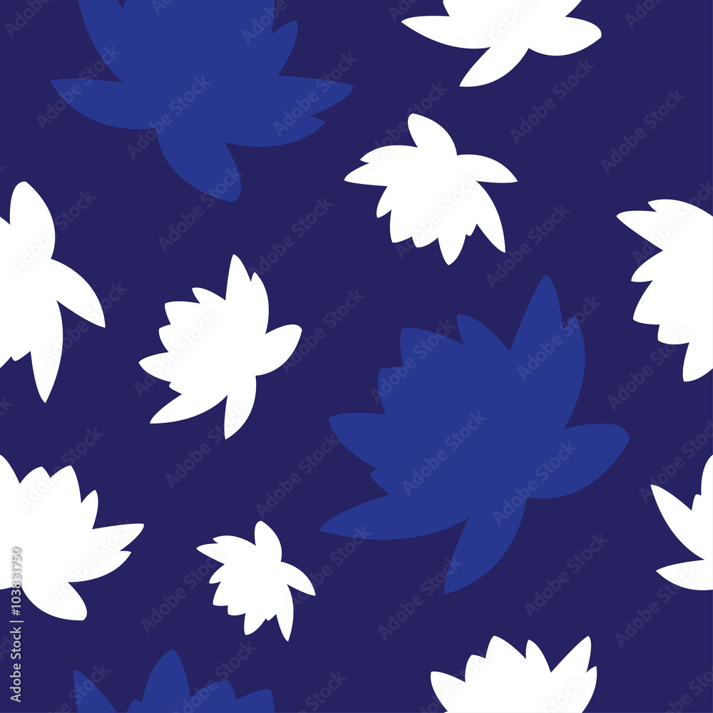Fototapeta premium Seamless vector background with decorative water lilies. Print. Cloth design, wallpaper.