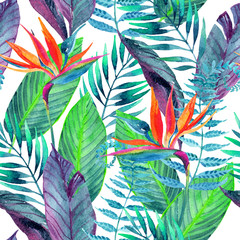 Deken met foto Tropische bloemen patronen Tropical leaves seamless pattern. Floral design background.  © Tanya Syrytsyna
