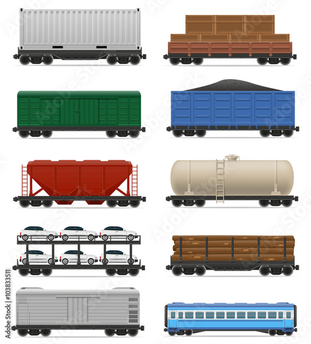 set icons railway carriage train vector illustration