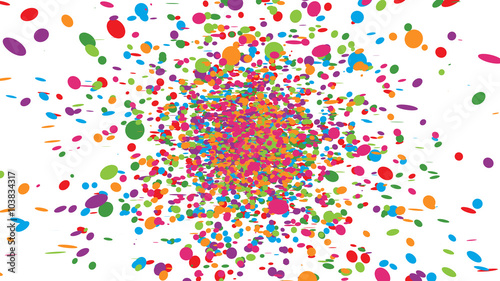 Farbenfrohe Konfetti-Wolke vor weißem Hintergrund – Vektor