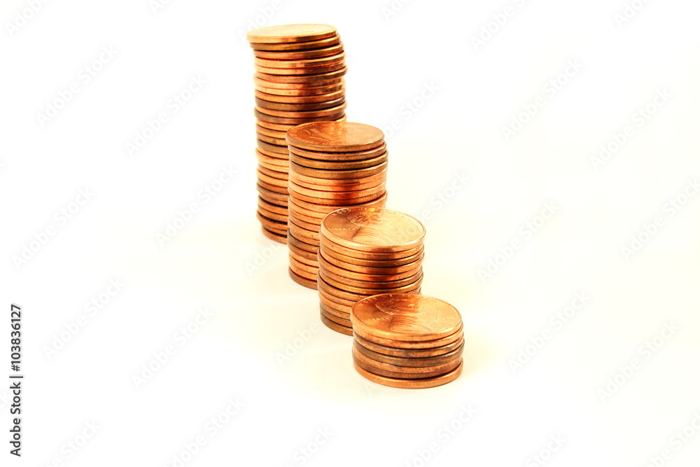 money or coin graph or money growing or saving concept on white background money or coin graph or money growing or saving concept on white background