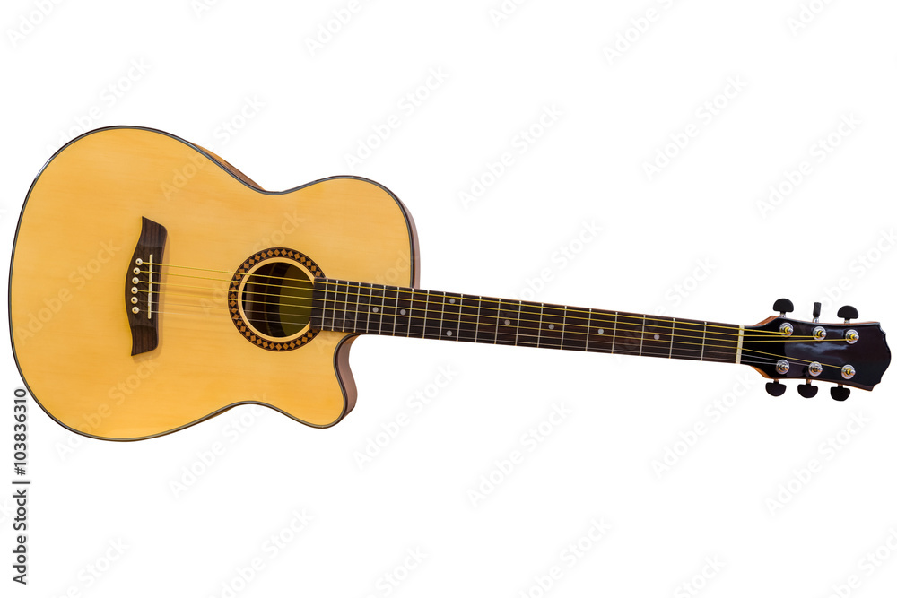 Acoustic guitar isolated on a white background