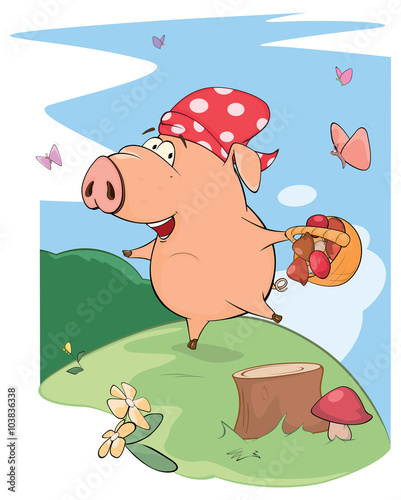 A cute pig farm animal cartoon