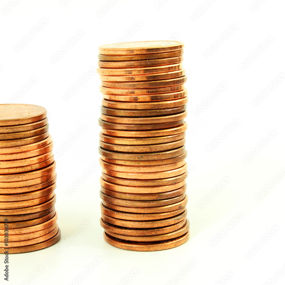 money or coin graph or money growing or saving concept on white background money or coin graph or money growing or saving concept on white background