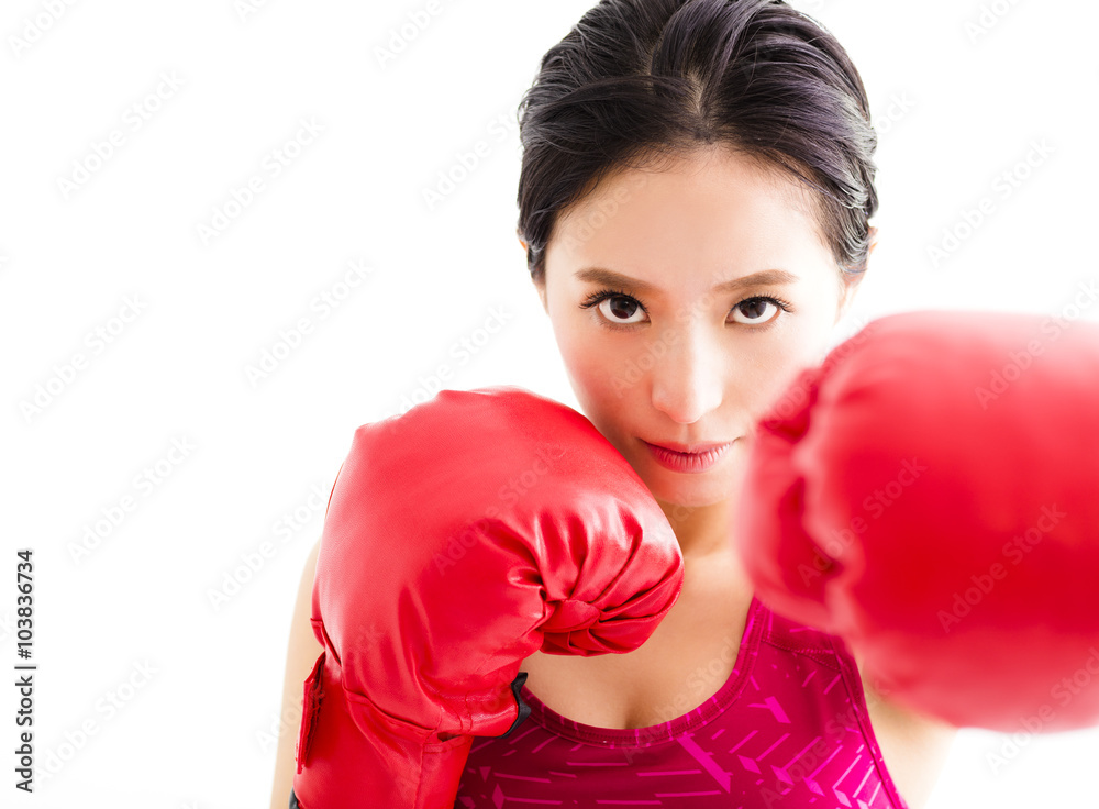fitness young woman wearing red boxing gloves fitness young woman wearing red boxing gloves