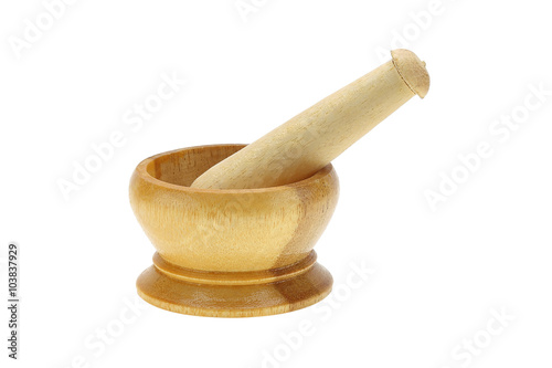 Wooden mortar with pestle