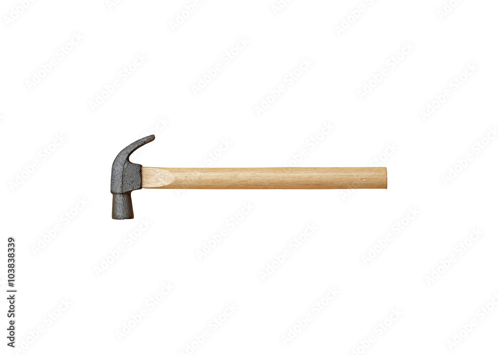metal hammer with wood handle (side view and horizontal,isolated Stock  Photo | Adobe Stock