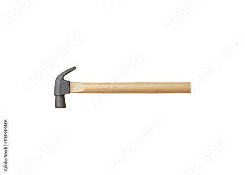 metal hammer with wood handle (side view and horizontal,isolated