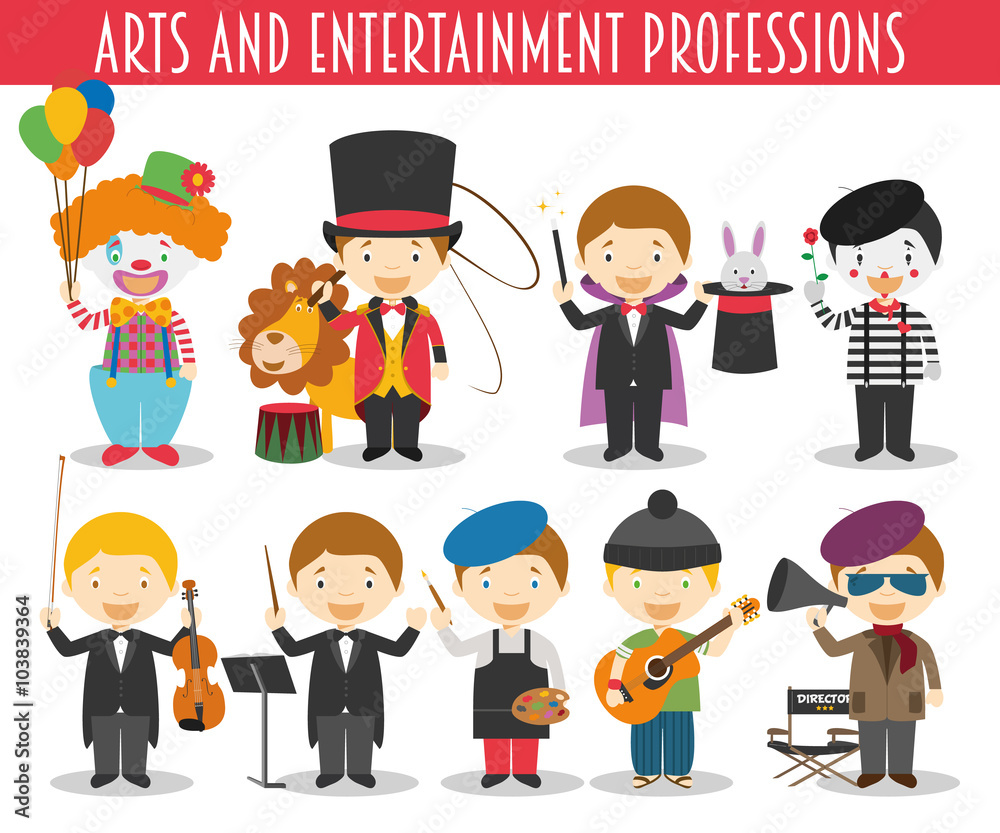 Vector Set of Arts and Entertainment Professions in cartoon style Vector Set of Arts and Entertainment Professions in cartoon style