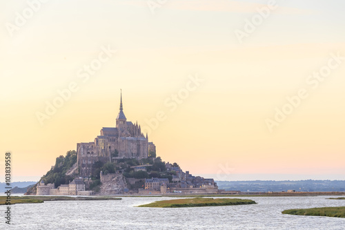 Mont Saint Michele at dusk France