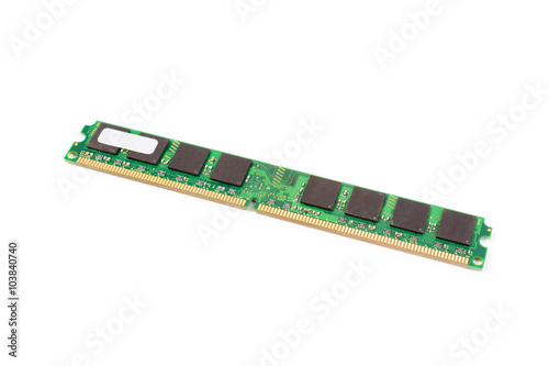 photo of DDR RAM memory module isolated on white background