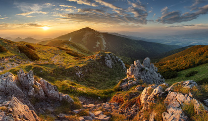 Poster Bergen Uitzicht vanaf bergtop Chleb Slowakije  © TTstudio