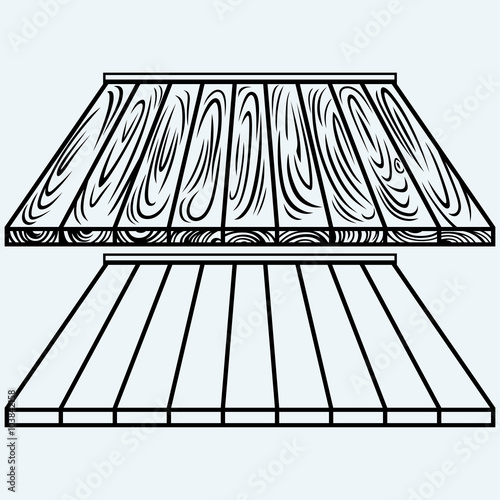 Wooden boards floor. Isolated on blue background. Vector silhouettes